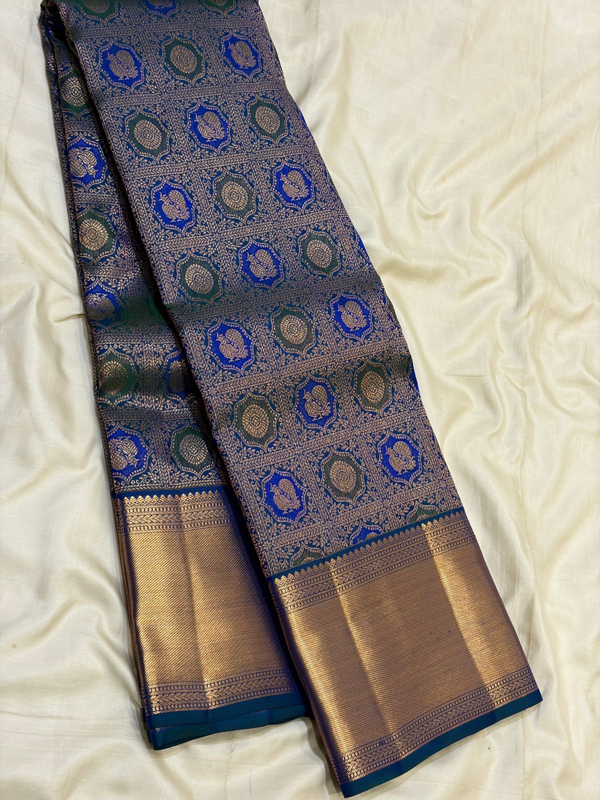 Royal Blue Brocade Kanchipuram Bridal Silk Saree